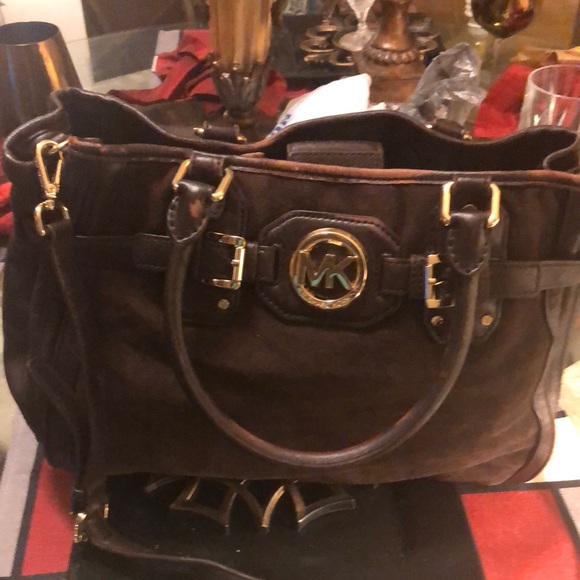 Michael Kors Brown Shoulder Bag / satchel with Gold Accents VINTAGE - Picture 4 of 9